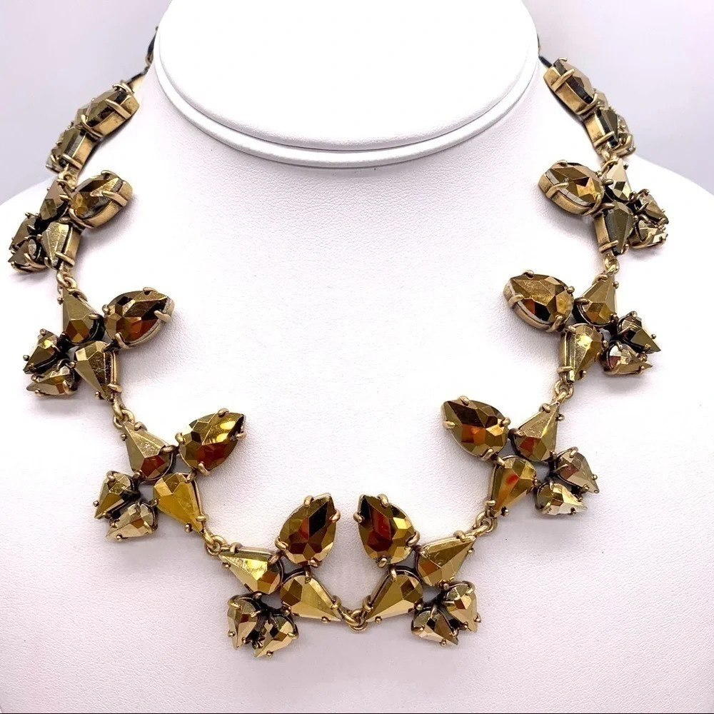 J. Crew Gold Jeweled Clusters Necklace